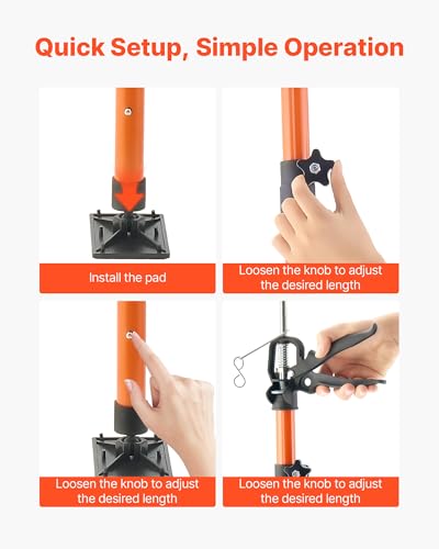 VEVOR Cabinet Jack Support Pole, 2-Pack, 45.7-114.2 Inch Steel Telescopic Quick Support Rod, Adjustable 3rd Hand System up...