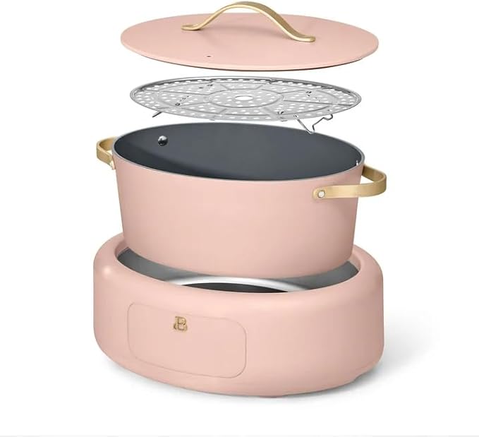 Beautiful™ 10-in-1 Electric Multi-Cooker, 6 Quart –Rose, by Drew Barrymore, Slow Cook, Sauté, Steam, Rice, Pressure Cook, Sear, Warm & More, Programmable Digital Display, Dishwasher-Safe Pot