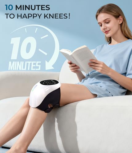 SPATOES Cordless 360° Knee Massager with 1-Second Heat & Red Light Therapy for Joint Pain Relief, 3 Intensities Ideal for ...