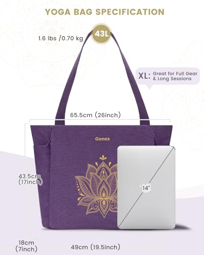Gonex Yoga Mat Bag, Large Tote Bag with Multi Pockets for Women Men, Canvas Mat Carrier, Full Zipper Easy Access for Pilat...