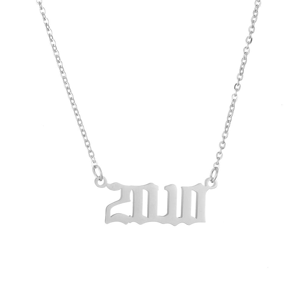 Brithday Women Silver Number Year Necklace Number Year Necklace Birthday Pendant for female Number Birth Year Necklace for Women