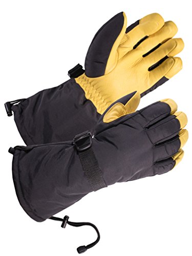 SKYDEER Waterproof and Windproof Genuine Deerskin Leather Ski Gloves with 150G 3M Thinsulate Insulation (SD8648T)