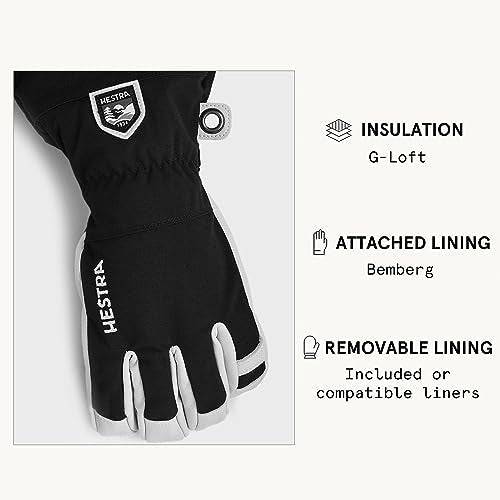 Hestra Army Leather Heli Ski Glove, 5-Finger Snow Glove for Skiing & Snowboarding for Men & Women