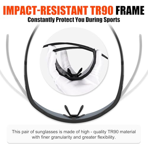 X-TIGER Polarized Cycling Glasses with 5 Interchangeable Lenses,MTB Biking Baseball Running Sports Sunglasses for Men Women