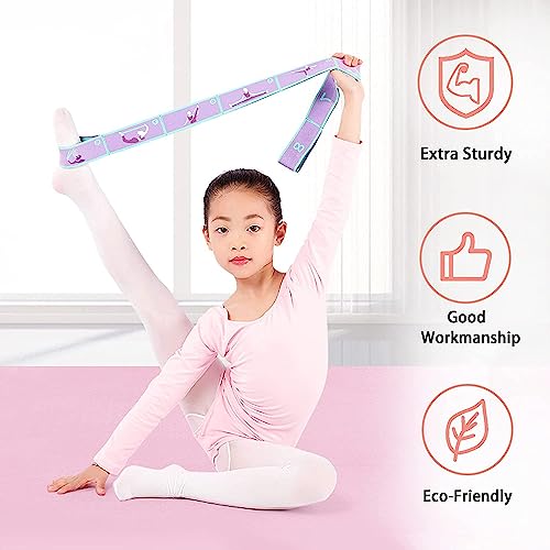 Stretch Straps with Loops for Exercise, 2 Pcs Yoga Stretch Straps for Kids, Elastic Stretching Straps 8 Loops Leg Stretche...