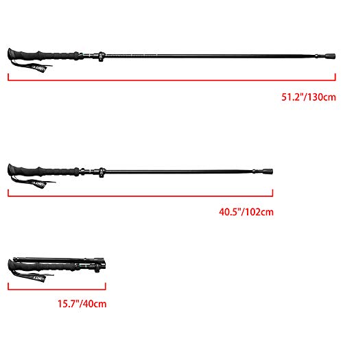 Travel Folding Trekking Hiking Pole with Carrying Case,Collapsible Cane Adjustable Walking Stick Portable Mobility Aid for...