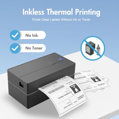 Bluetooth Thermal Shipping Label Printer: 4x6 Wireless Label Maker with Tape for Small Business - Compatible with iPhone, ...