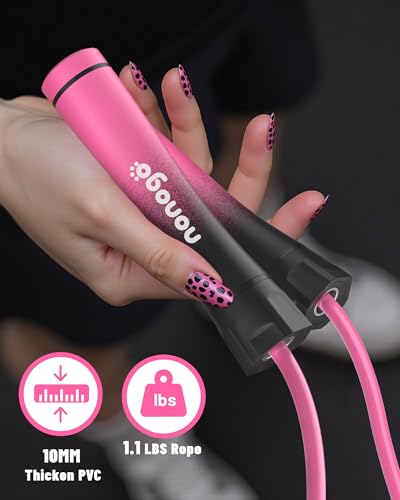 nonogo 1.1LB Weighted Jump Rope for Women – Adjustable 10mm Heavy PVC Skipping Rope for Fitness, Ideal for High-Intensity ...