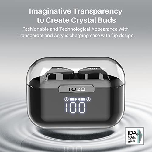 TOZO T18 Wireless Earbuds Bluetooth Headphones 5.3, IPX8 Waterproof Ear Buds, 4 Mic Clear Call Long Playtime with LED Digi...