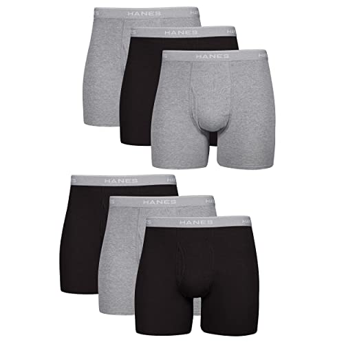 Hanes mens Underwear Boxer Briefs Pack, Cool & Breathable Cotton Moisture-wicking Underwear for Men, No Ride Up