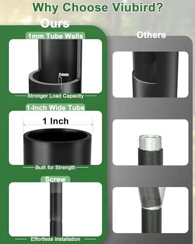 VIUBIRD Bird Feeder Pole – 104 Inch Height Bird House Pole with 1-Inch Dia Heavy Duty for Birdfeeders, Feeding Stand with ...
