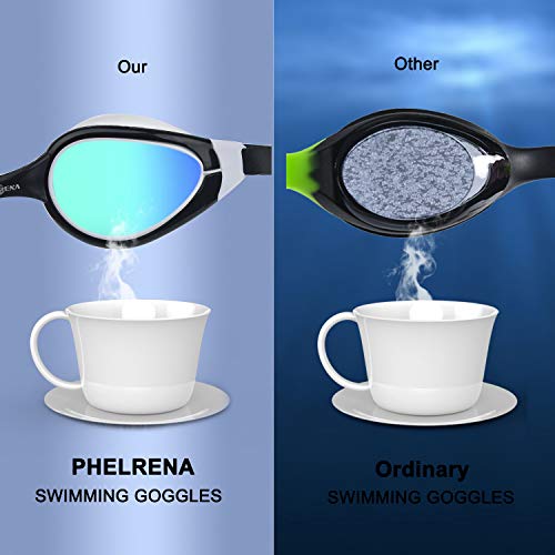 PHELRENA Swim Goggles, Anti Fog,No Leaking,UV Protection,Shatter-Proof, Clear Wide Vision Triathlon Swim Goggles