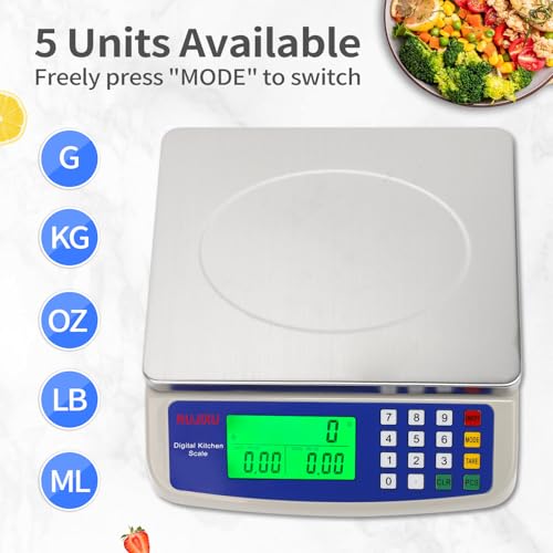 Large Digital Kitchen Scale 30KG Commercial Food Scale 66LB for Baking Bread Meat Stainless Steel Price Computing Scale LC...