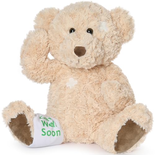 Muiteiur 13.8 Inch Get Well Soon Teddy Bear, Broken Arm Leg Gift for Kids, Soft Recover Bear with Bandage,Gift for Kids Ad...