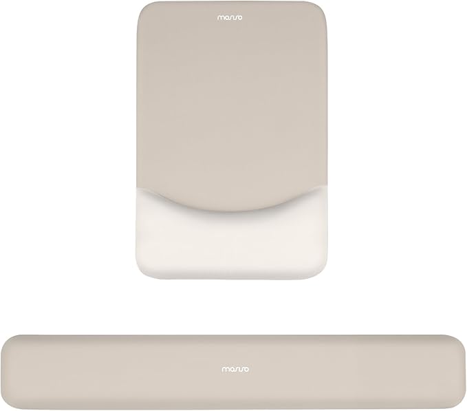 MOSISO Wrist Rest Support for Mouse Pad&Keyboard Set, Rectangular Ergonomic Mousepad Non-Slip Base Home/Office Pain Relief&Easy Typing Pad with Neoprene Cloth&Raised Silicone Lining, Stone Gray
