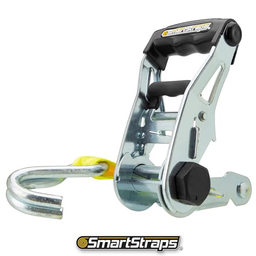 SmartStraps 14’ Ratchet Straps, 2 Pack –5,000lbs Break Strength, 1,667lbs Safe Work Load –Commercial Tie Down Straps for H...