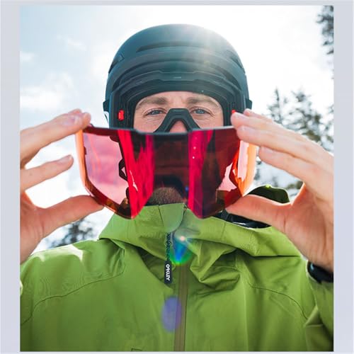 PRSTNN Fashionable men's and women's ski goggles with magnetic double lenses, high-definition anti-fog goggles