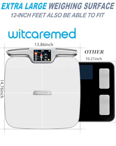 Witcaremed Smart Scale for Body Weight with BMI, Body Fat, Muscle Mass, Water Percentage, 8 Electrode High Precision Bathr...