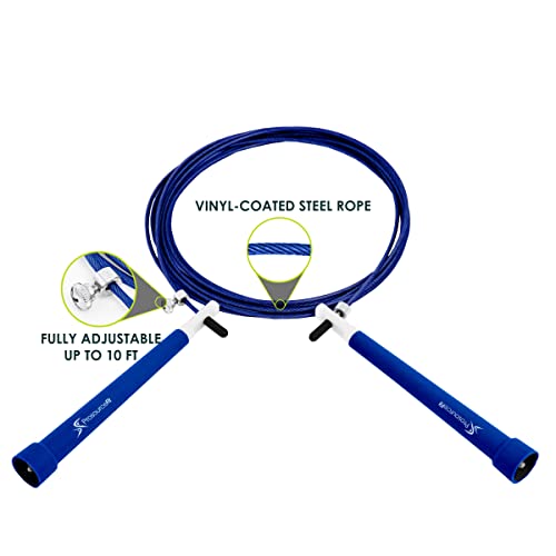ProsourceFit Speed Jump Rope 10’ Adjustable Length, Super Fast Turning for Cardio, Boxing