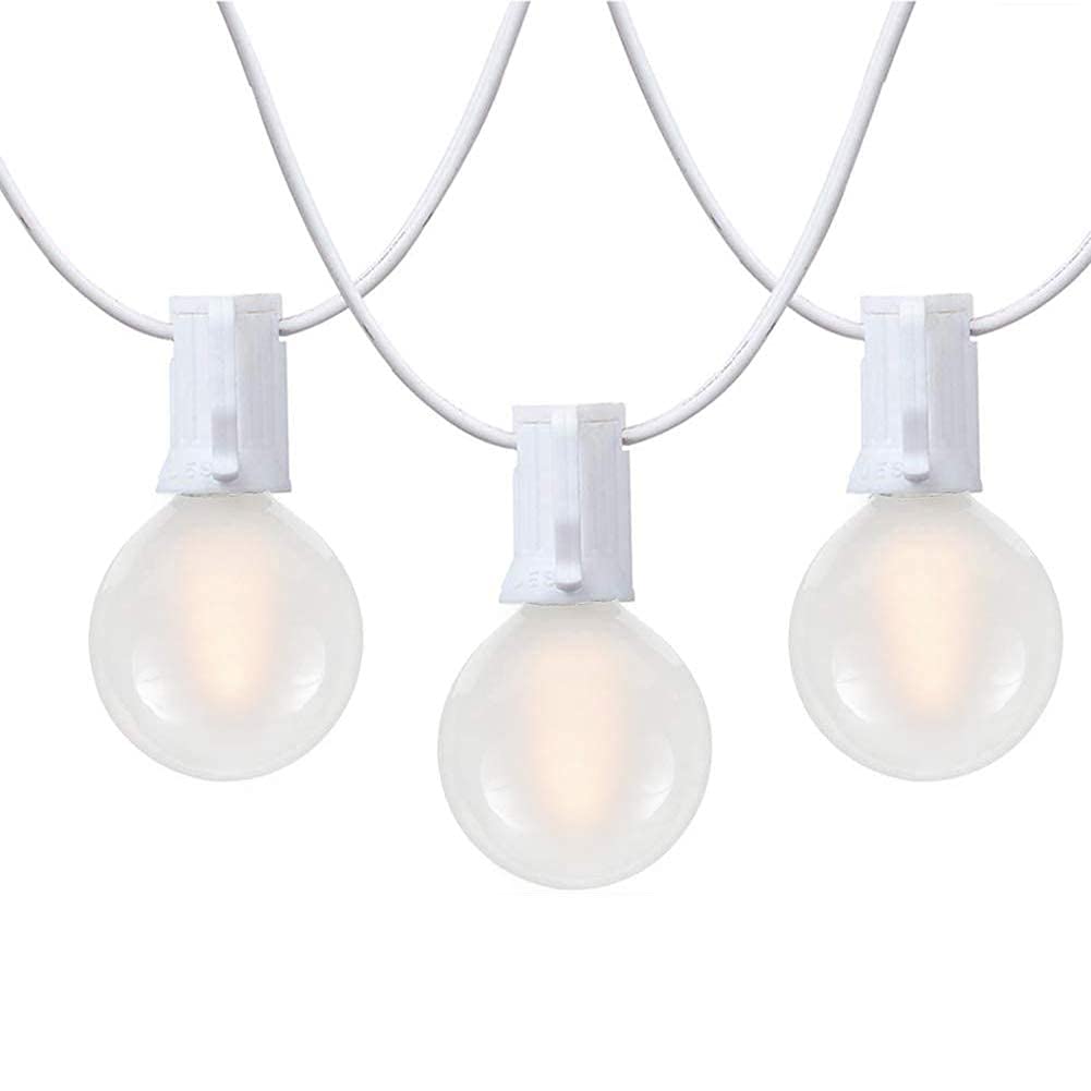 GOOTHY G40 LED String Lights - 25Ft, Frosted White, 27 Shatterproof Bulbs, Connectable Vintage Outdoor Patio Lights