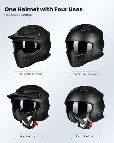 ILM Open Face Motorcycle 3/4 Half Helmet for Dirt Bike Moped ATV UTV Motocross Electric Cruiser Scooter DOT Model 726X(Mat...