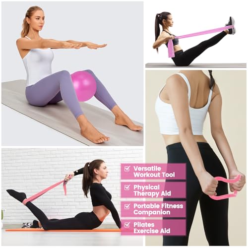HGKZJSL Home Pilates Essentials Kit for Women,Pilates Equipment Set with 9 Inch Yoga Ball,Figure 8 Resistance Band,Pilates...