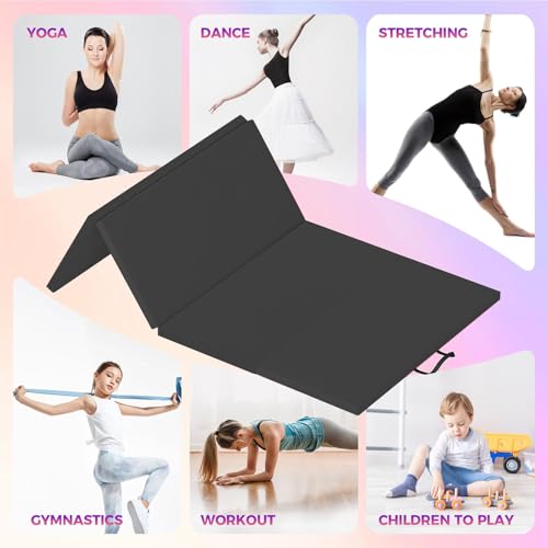 Folding Gymnastics Mat, 6x3Ft/6x2Ft Thick Portable Exercise and Tumbling Pad for Home Gym, Pilates, Aerobics and Martial A...
