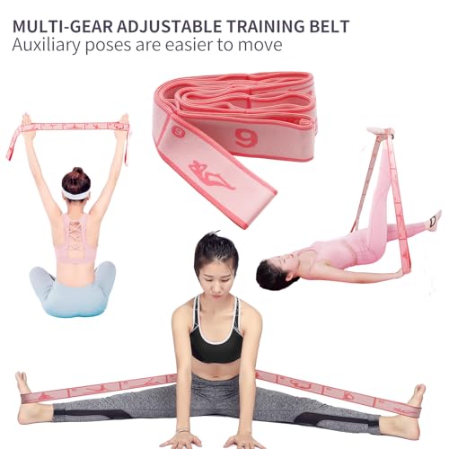 Elastic Yoga Stretching Strap with 9 Loops Pattern Guide, Stretch Straps for Pilates, Dance, Gymnastics Physical Therapy, ...