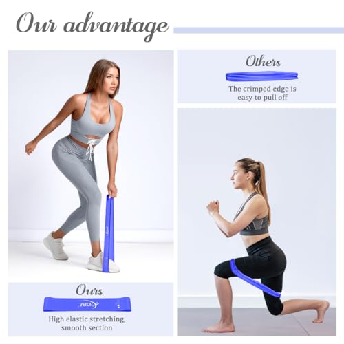 VEICK Resistance Loop Exercise Bands, Elastic Workout Bands for Men Women, Set of 5 Different Resistance Levels Stretch Ba...