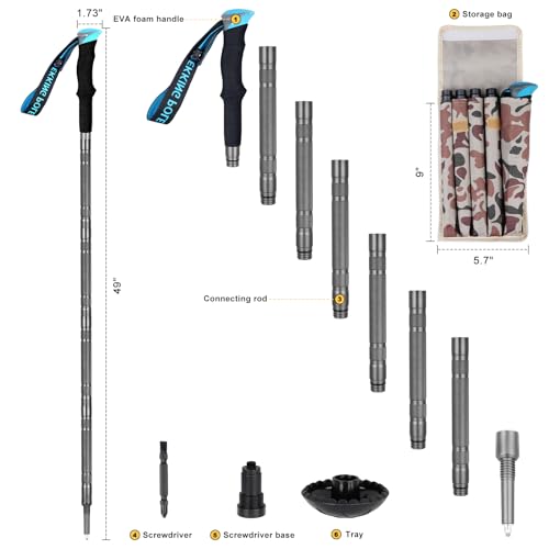 BEAUTIFABLE Hiking Walking Staff - Detachable Trekking Pole Multitool for Man Women (7 Tube