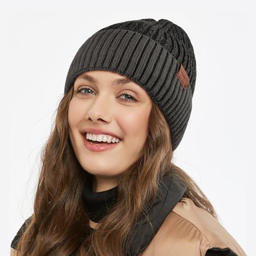 BESSTEVEN Winter Beanie Hat for Men Women: Warm Fleece Lined Beanie Knit Ski Stocking Cap Cuffed Cap for Cold Weather Running