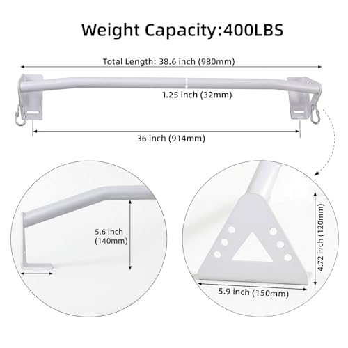 Purife Wall Mounted Pull Up Bar Doorway, Heavy Duty Strength Training Pull-Up & Chin Up Bars for Doorframe, Support Beam o...