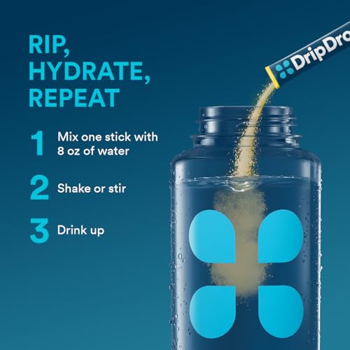 DripDrop Hydration Packets - Lemon - Single Serve Electrolytes Powder Drink Mix - Non-GMO, Gluten Free, Vegan - 32 Sticks