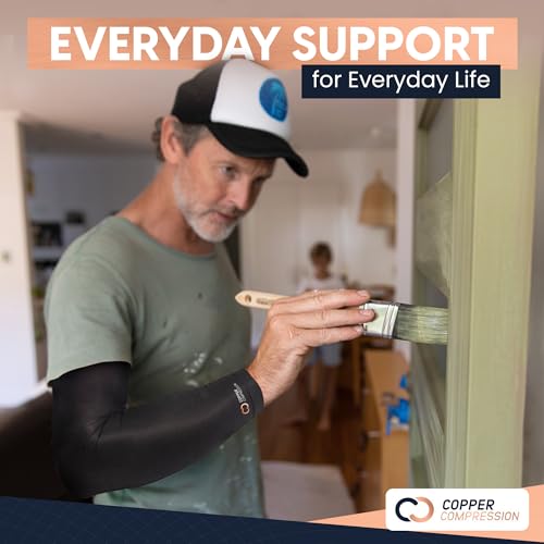 Copper Compression Arm Sleeve - Copper Infused Full Arm Brace for Forearm, Bicep, Triceps - Tennis Elbow, Basketball, Gol...