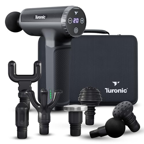 Turonic Professional Handheld Massage Gun - Deep Tissue Percussion Massager, 20 Speeds, 7 Heads, Quiet, Powerful, Portabl...