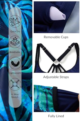 Yonique Two Piece Tankini Swimsuits for Women with Shorts Tummy Control Bathing Suits Athletic Swimwear