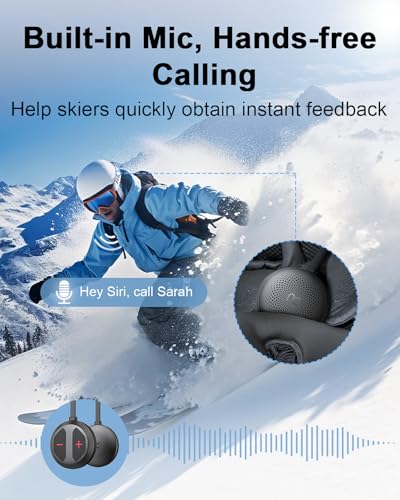 weneed Bluetooth Ski Helmet Headphones, IPX6 Waterproof, Built-in Mic, HD Speaker Chip, Ice-Resistant Down to -4℉ for Skii...