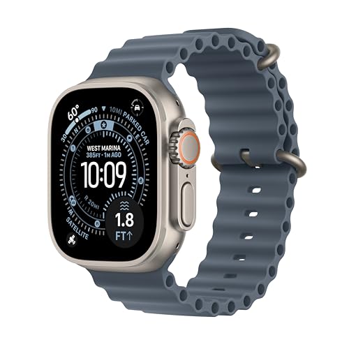 Apple Watch Ultra 3 [GPS + Cellular 49mm] Running & Multisport Smartwatch w/Rugged Titanium Case w/Anchor Blue Ocean Band....