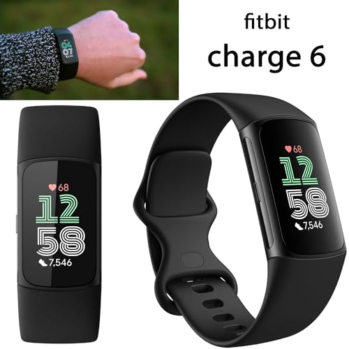 Fitbit Charge 6 Fitness Tracker Watch with Google apps (Black) Bundle with PremGear 3 Silicone Comfortable Watch Bands, 3f...