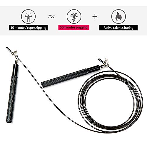 Speed Skipping Rope Adjustable Jumping Rope with Aluminium Alloy Handle and Ball Bearing Tangle-Free Exercise Rope for Hom...