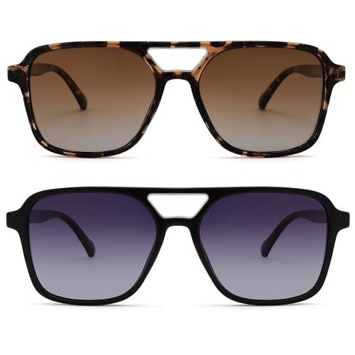 GLARDEFE Retro Polarized Aviator Sunglasses for Women Men - Trendy Cool Square Shades Sun Glasses