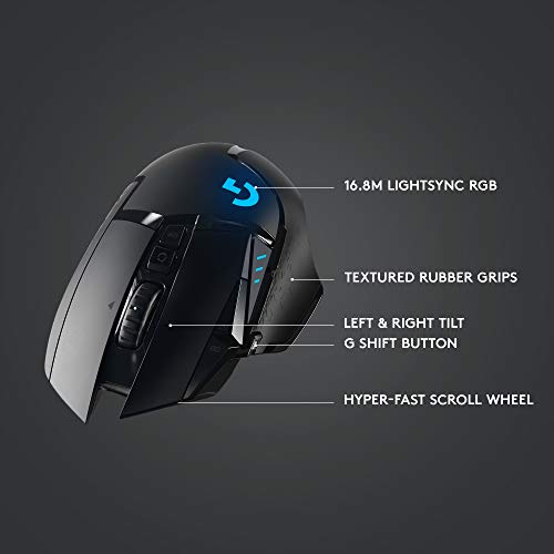 Logitech G502 Lightspeed Wireless Gaming Mouse with Hero 25K Sensor, PowerPlay Compatible, Tunable Weights and Lightsync R...