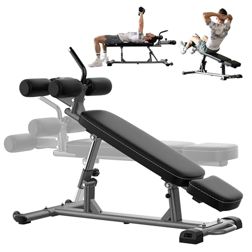 Finer Form Semi-Commercial Decline Sit Up and Flat Weight Bench. Adjustable Fitness Equipment and Exercise Bench for Abs, ...