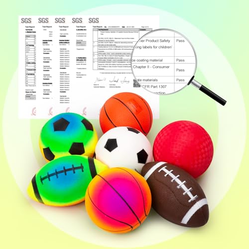 Innotoys Soft Balls for Toddlers Kids 1-3 3-5, Easy to Grip 5" Small Balls 7 Pack, Mini Football Soccer Basketball Playgro...