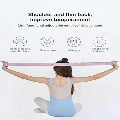 MBKHFLL Stretch Strap for Kids Elastic Gymnastics Stretching Ballet Dance Band with 8 Loops Adjustable Exercise Training R...