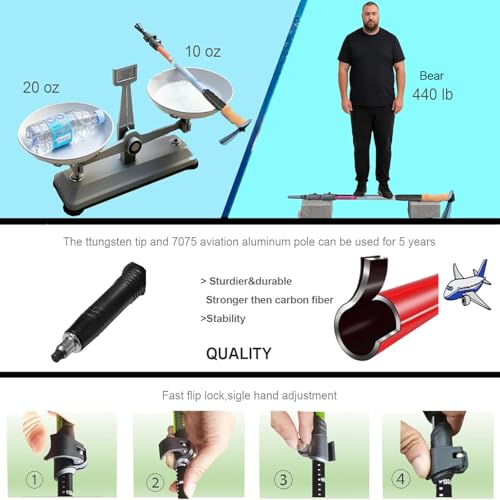 QIYUANCHUANG Collapsible/Foldable GoPro & Phone Mount Ready Trekking Poles - Ultra-Portable for Travel & Hiking, Lightweig...