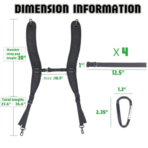 XTACER Multi-Purpose Adjustable Backpack Straps, Padded Shoulder Strap Replacement with Heavy Metal Hooks
