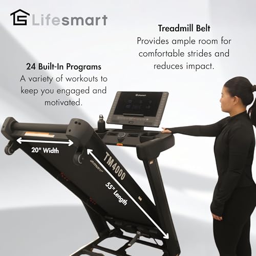 Lifesmart PowerTouch Folding Treadmill for Home | Brushless Motor, 10% Incline & -3% Decline, Auto Folding, 14 MPH, Heavy ...