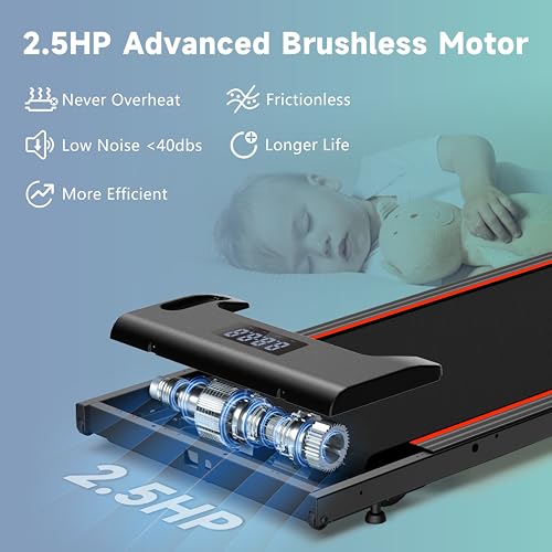 Hartwares Walking Pad Under Desk Treadmill with Incline 4 Level-9%, 2.5HP Quiet Treadmills for Home Office Small, Portable...