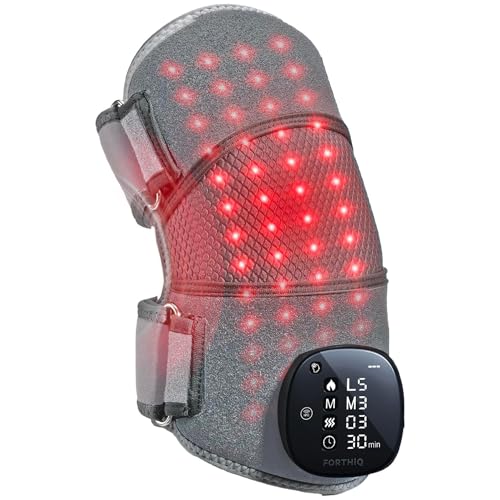 FORTHiQ RED+ Knee Massager with Heat and Red Light Therapy for Pain Relief, Knee Brace with 2 Wavelengths, 3 Massage & 4 P...